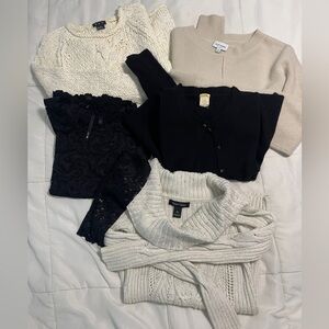 White House Black Market Black Cowl & Turtleneck Sweater